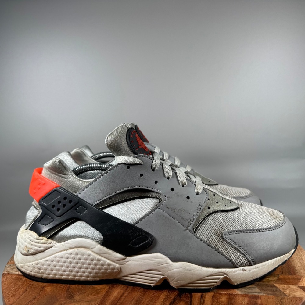 Nike Air Huarache Mens Grey Black Orange Running Shoes DR8606-001 Size 12